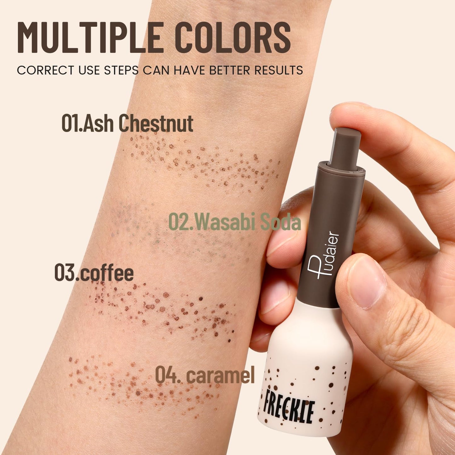 Pudaier Freckle Stamp, Natural-Looking Lifelike Freckle Makeup, 03+04