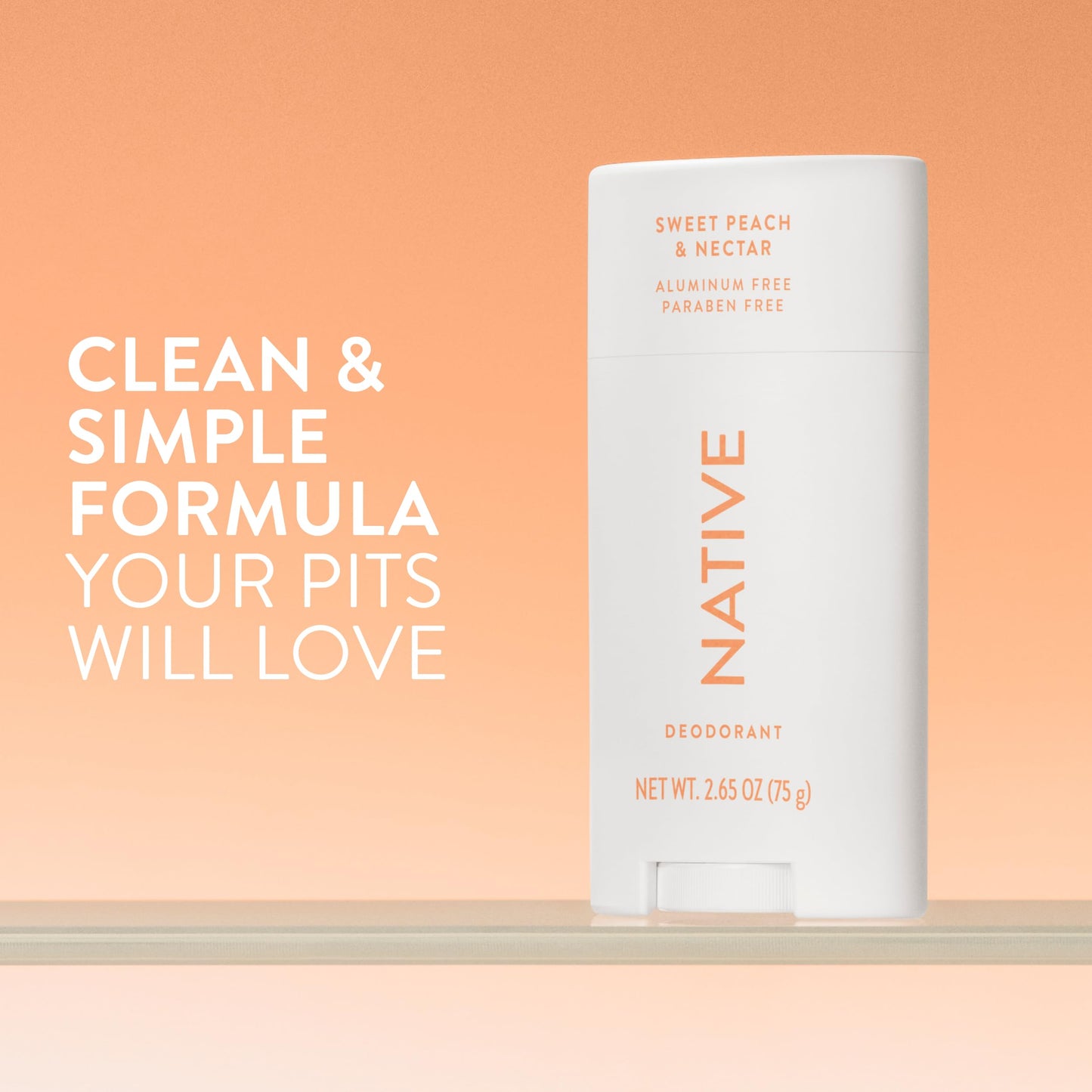 Native Deodorant Contains Naturally Derived Ingredients, 72 Hour Odor Control, Deodorant for Women and Men, Aluminum Free, Sweet Peach & Nectar 2.65oz
