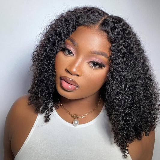Boifit Deep Wave Lace Front Wigs Human Hair Pre Plucked HD Lace Frontal Wigs with Baby Hair Deep Curly Wet and Wavy Glueless Wigs for Women (Natural Black, 14 Inch)
