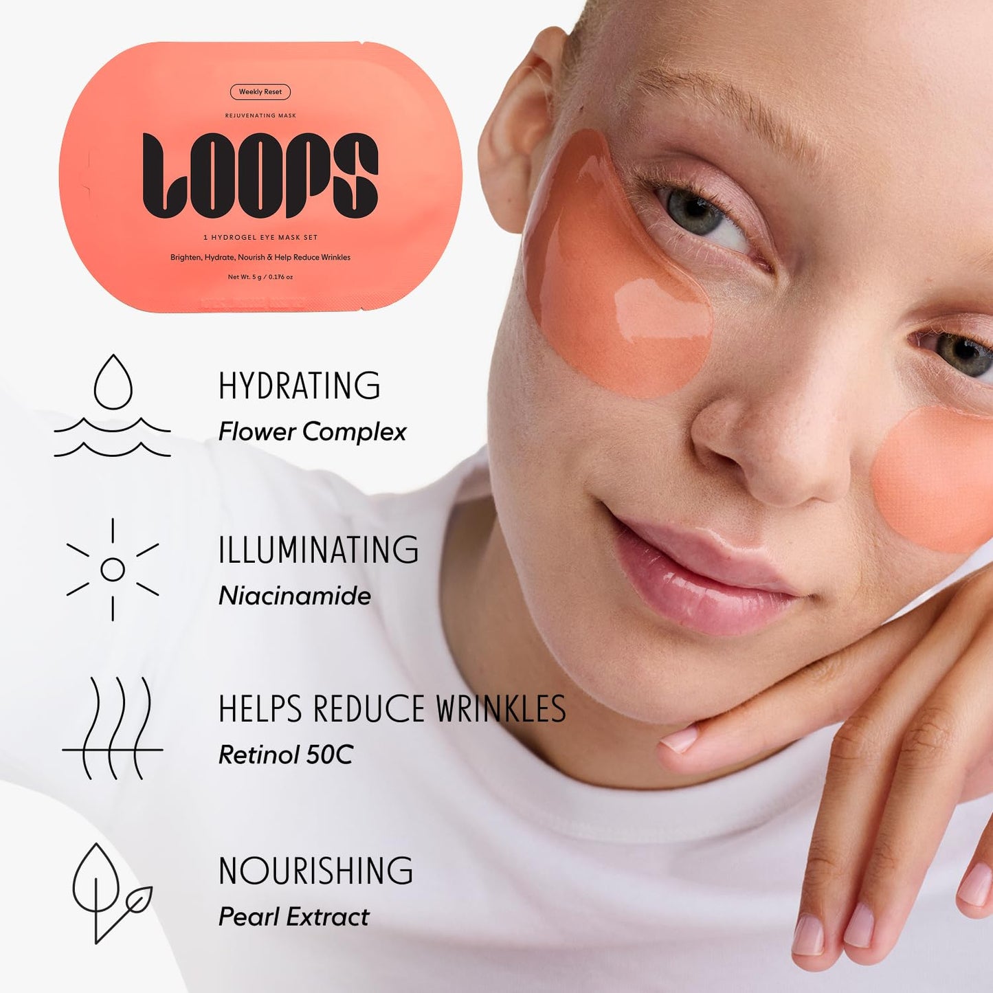 LOOPS Weekly Reset - Rejuvenating Hydrogel Korean Eye Mask Kit, 5pc