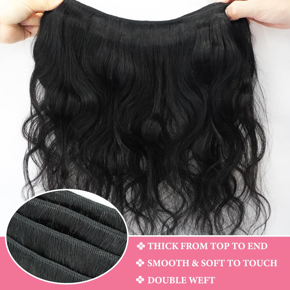 Body Wave Bundles Human Hair Extensions 100% Unprocessed Brazilian Human Hair Bundle Natural Black Hair Extensions 16inch