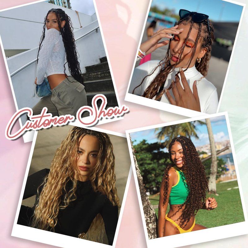 Eeanno Goddess Box Braids Crochet Hair Boho Hair for Women Pre Looped Crochet Box Braids with Curly Ends, 24 Inch, Chocolate Brown