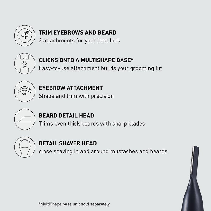 Panasonic MultiShape Facial Detail Shaver Trim Set Attachment, Eyebrow Trimmer, Beard Detail Trimmer, and Detail Shaver, Wet/Dry, Add to MultiShape Grooming System, Easy-Clean Tool - ER-CDT1-A