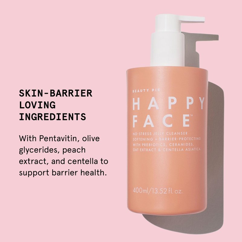 Beauty Pie Happy Face No-Stress Jelly Cleanser – Soothing Aloe, Oat & Rose Gel-Cream for Hydrated, Calm Skin