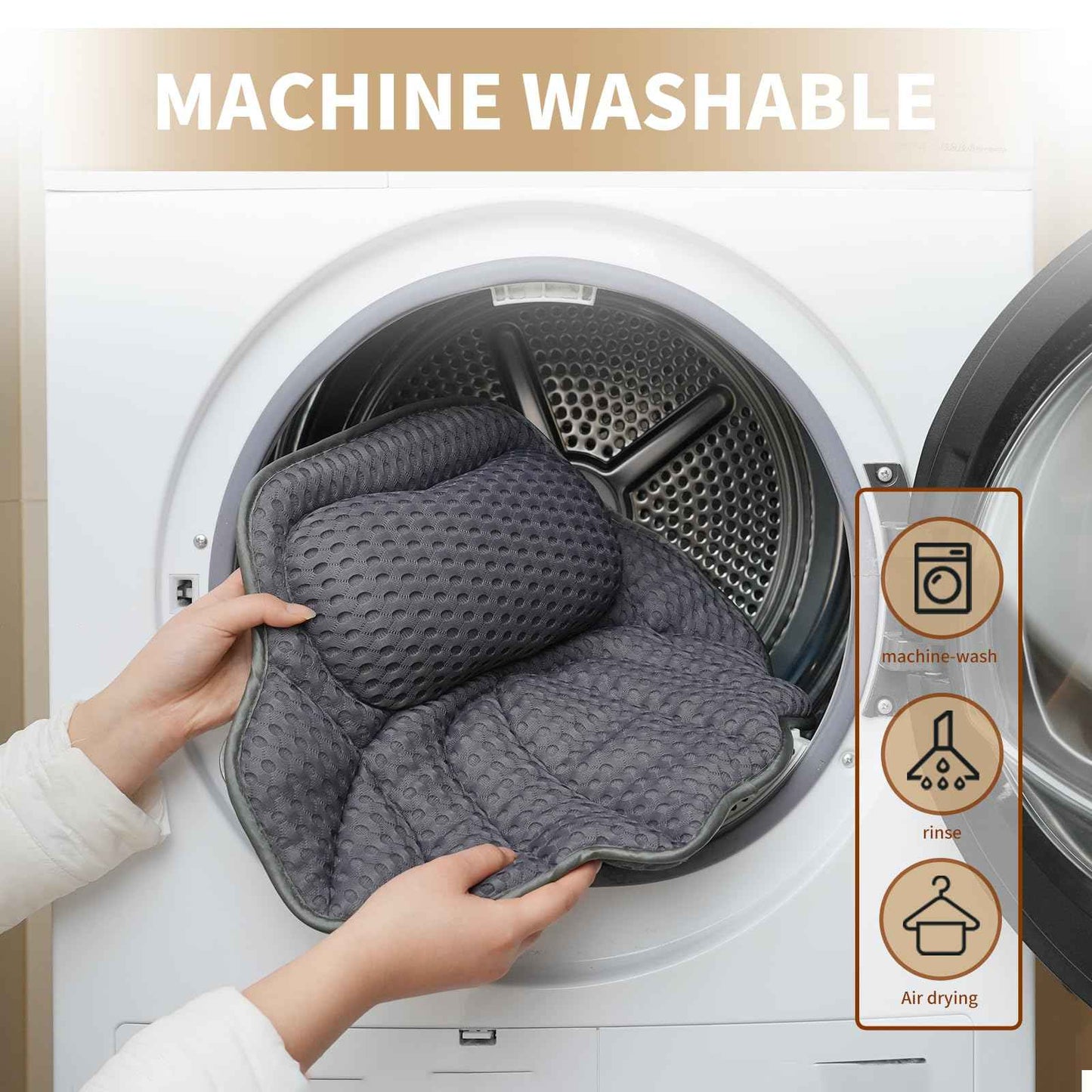 Luxury Bathtub Pillow, Mesh Bath Pillow with Suction Cups Bath Pillow for Women Relaxing, Bath Pillows for Tub Neck and Back Support,Fits All Bathtub (Gray)