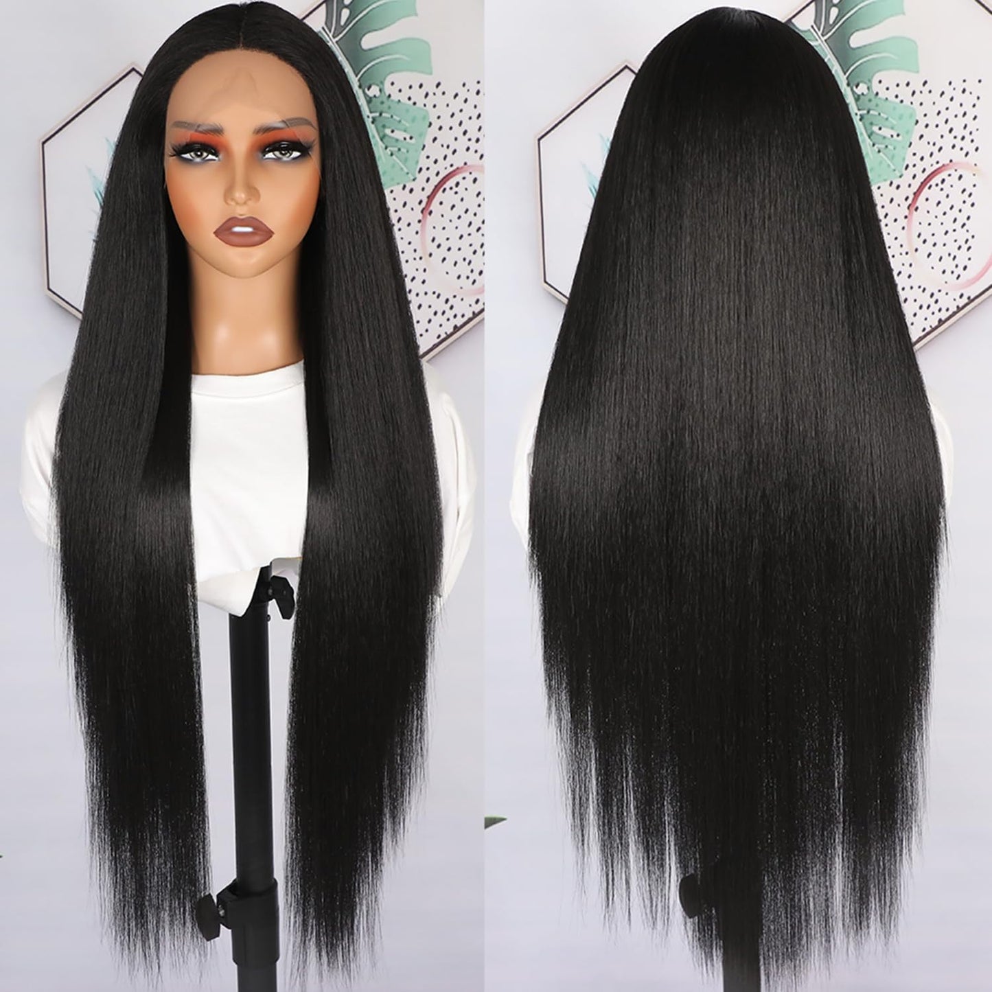 Lezaxiu Black Body Wave Lace Front Wigs Pre Plucked Ready to Wear Wigs Glueless Long Wavy Wig Heat Resistant Wear and Go Wig Synthetic Lace Front Wigs for Black Women