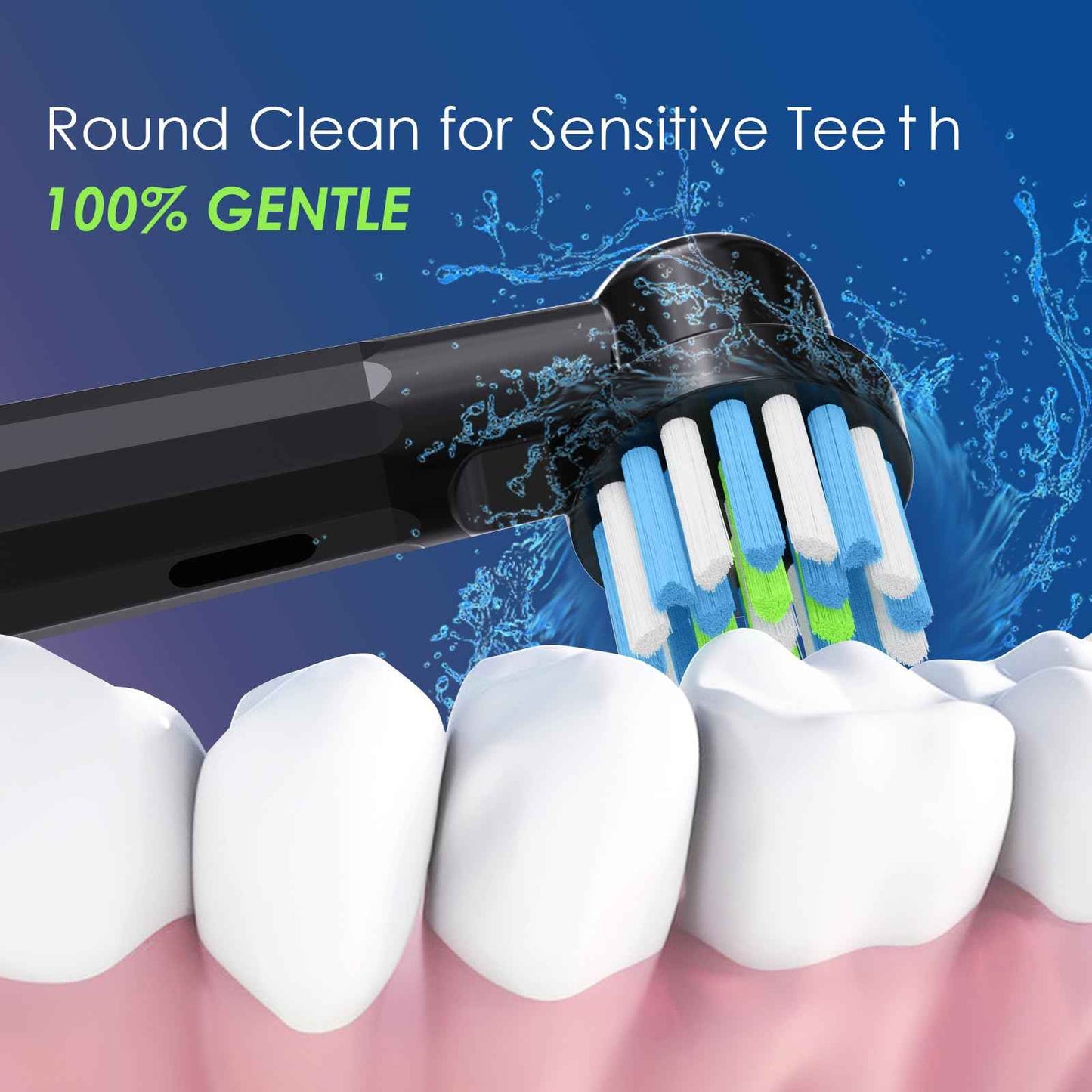 Replacement Toothbrush Heads Compatible with Oral B, Cross Sensitive Electric Brush Head Refills for Pro 1000 Genius X Smart 1500, Medium Softness Round Brush Head by BKIX