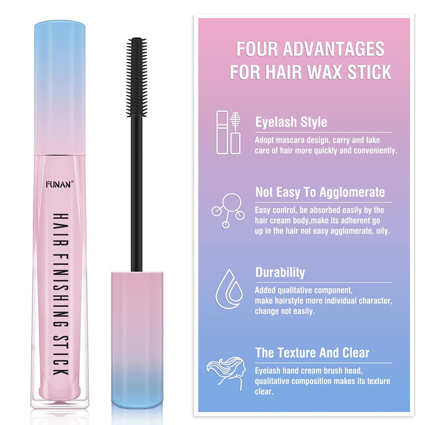 SUOFEIYA Hair Finishing Stick, Flyaway Feel Stick Hair, Small Broken Hairs Finishing Cream, Non-Greasy and Non-Sticky (2 Pack)