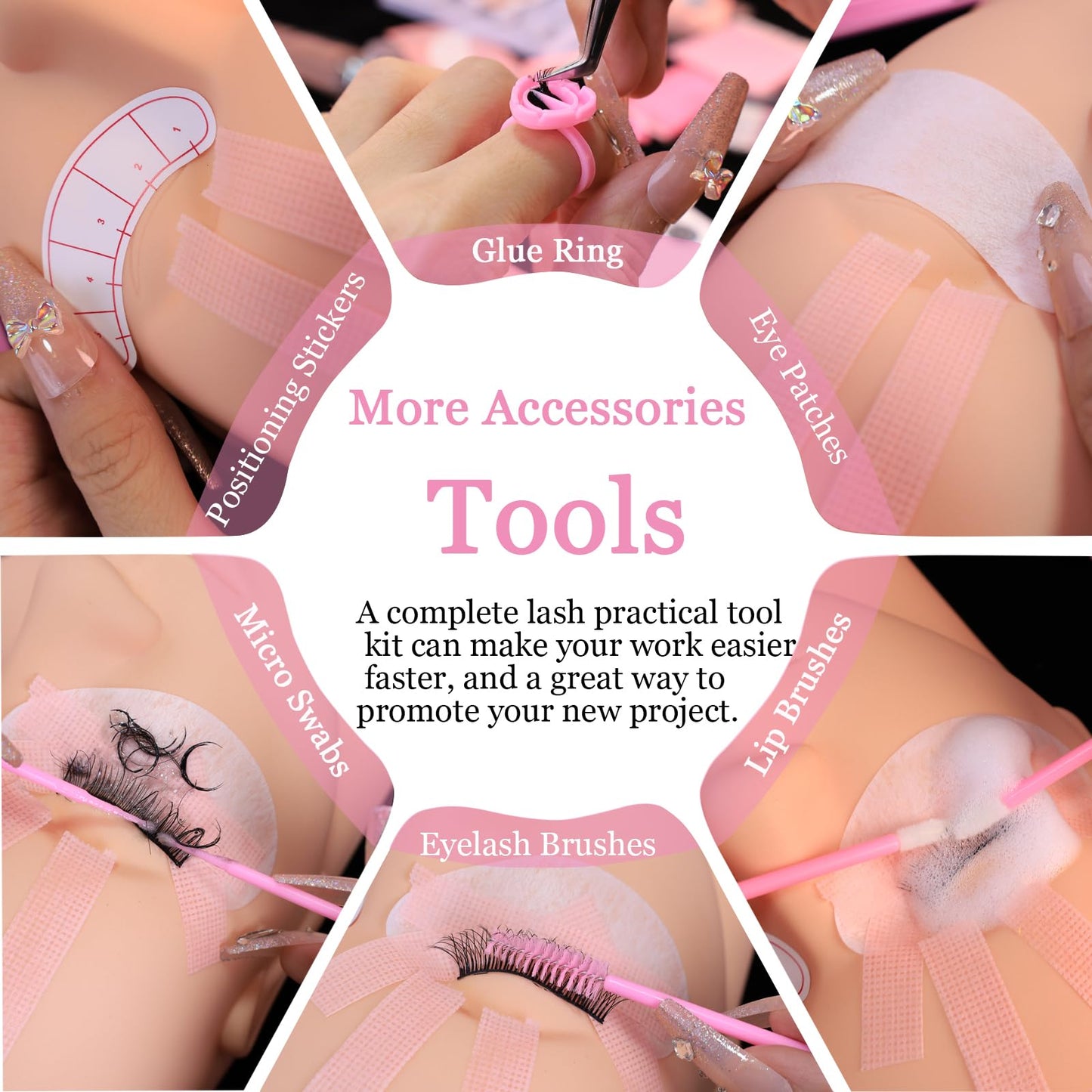 Lash Eyelash Extension Kit for Beginners, Lash Kit for Beginners & Training Course, Beginner Lash Tech Starter Kit Includes Practice Mannequin Head and More Eyelash Extension Supplies Tools