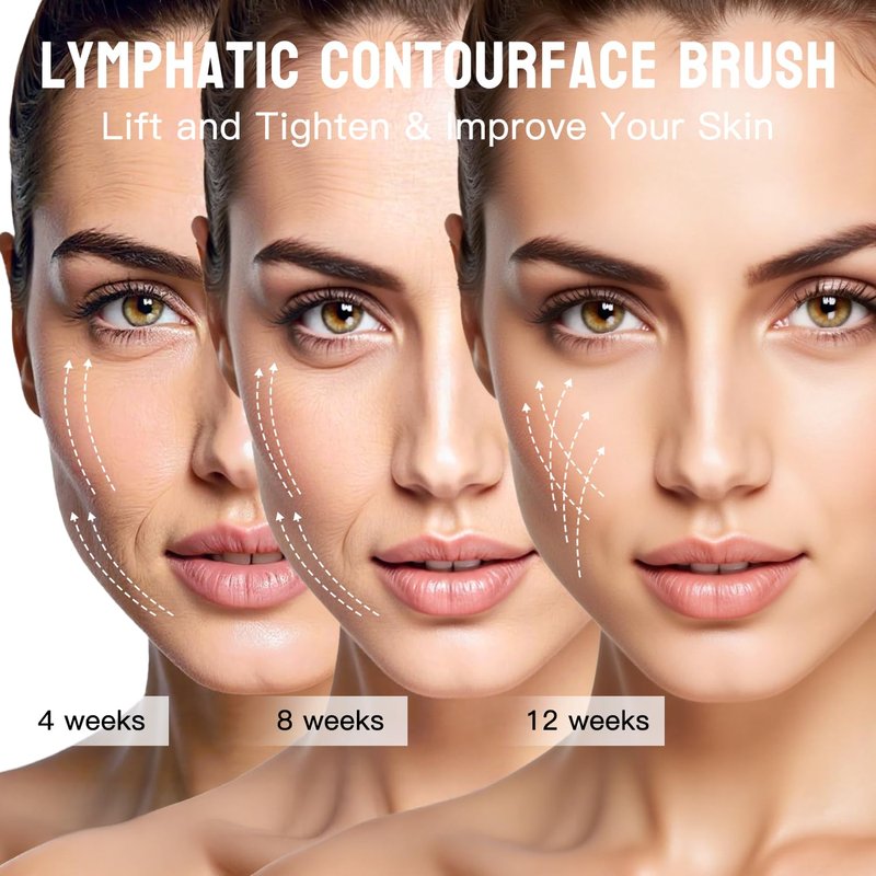 Lymphatic Face Brush with Gua Sha Tool, Lymphatic Contour Face Brush Drainage Massager for Face and Chin & Jawline Sculpting