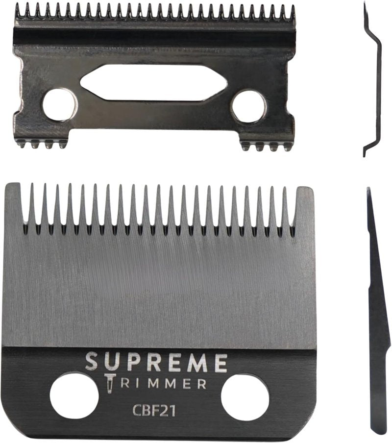 DLC Coated Steel Replacement Blade for Supreme Trimmer | Fade Blade Compatible with Darkstar72 & Most Hair Clippers - Black