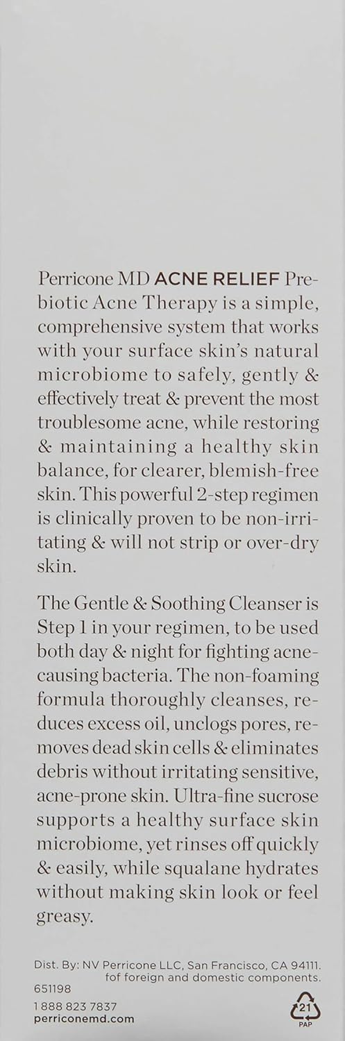 Perricone MD Acne Relief Cleanser - Gentle & Soothing Formula | 6 oz