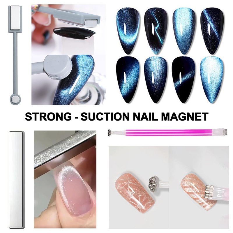 WOKOTO 38Pcs Nail Art Cat Eye Magnet For Nails Gel Polish Magnets Pens For Cat Eye Nail Art Tools Gradient Ombre Design Mini Cube Blocks Cylinder Nail Magnet Magnetic Sticks Tools For Women Nails