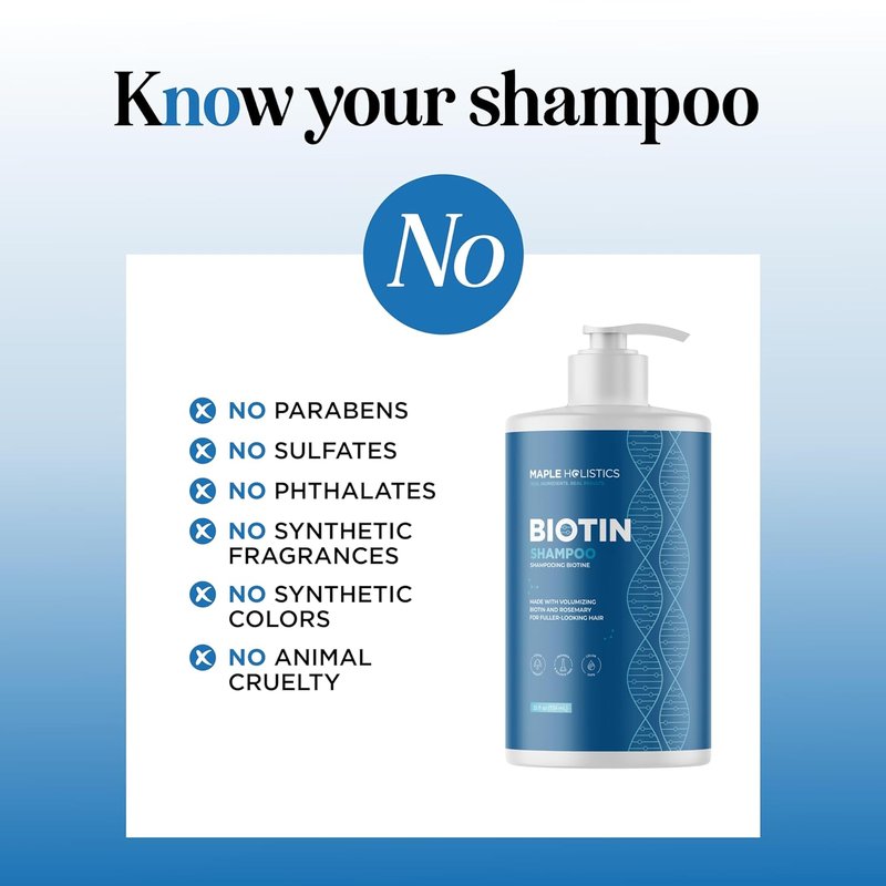 Rosemary & Biotin Shampoo for Thinning Hair - Vegan Volumizing Formula with B Vitamins & Argan Oil | 25 Fl Oz