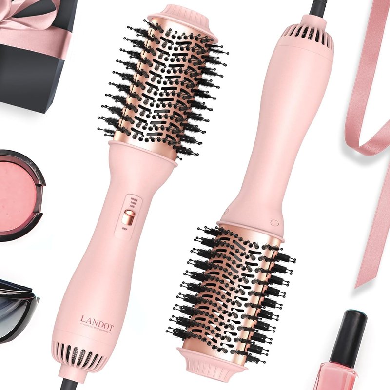 Hair Blow Dryer Brush - One-Step Volumizer & Styler with Ceramic Titanium Barrel, Ionic Anti-Frizz Technology | Rose Gold