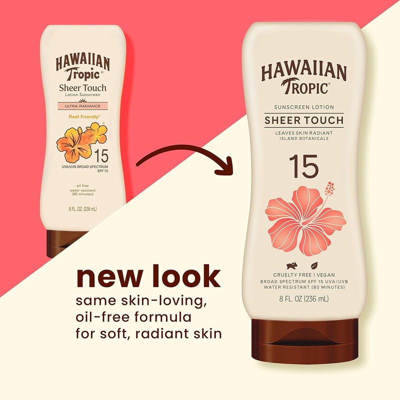 Hawaiian Tropic Tanning Sunscreen Lotions - SPF 4 & SPF 15 | 8oz Twin Pack for Radiant Skin