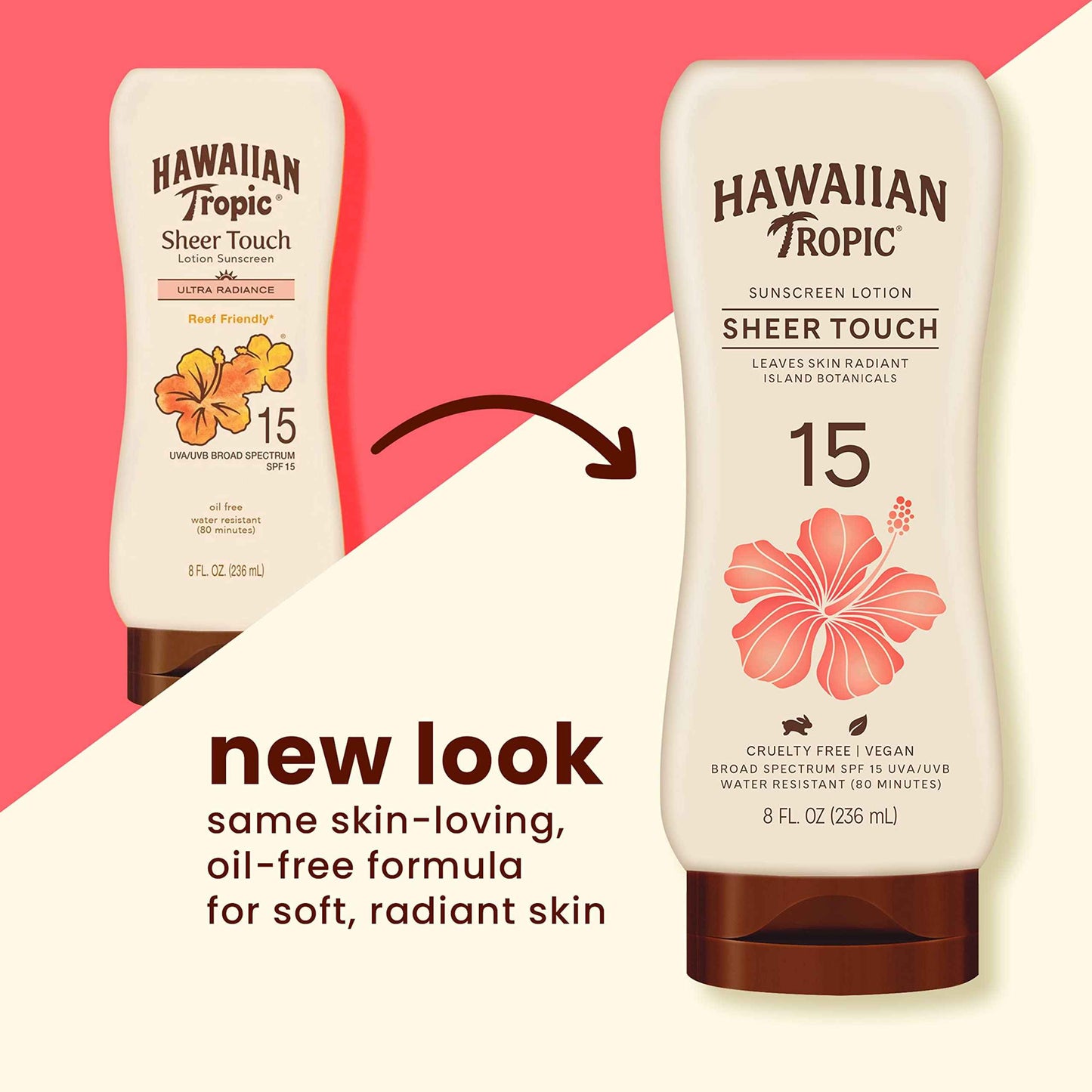 Hawaiian Tropic Sheer Touch Lotion Sunscreen SPF 15, 8oz | Hawaiian Tropic Sunscreen SPF 15, Sunblock, Broad Spectrum Sunscreen, Oxybenzone Free Sunscreen, Body Sunscreen SPF 15, 8oz (Pack of 2)