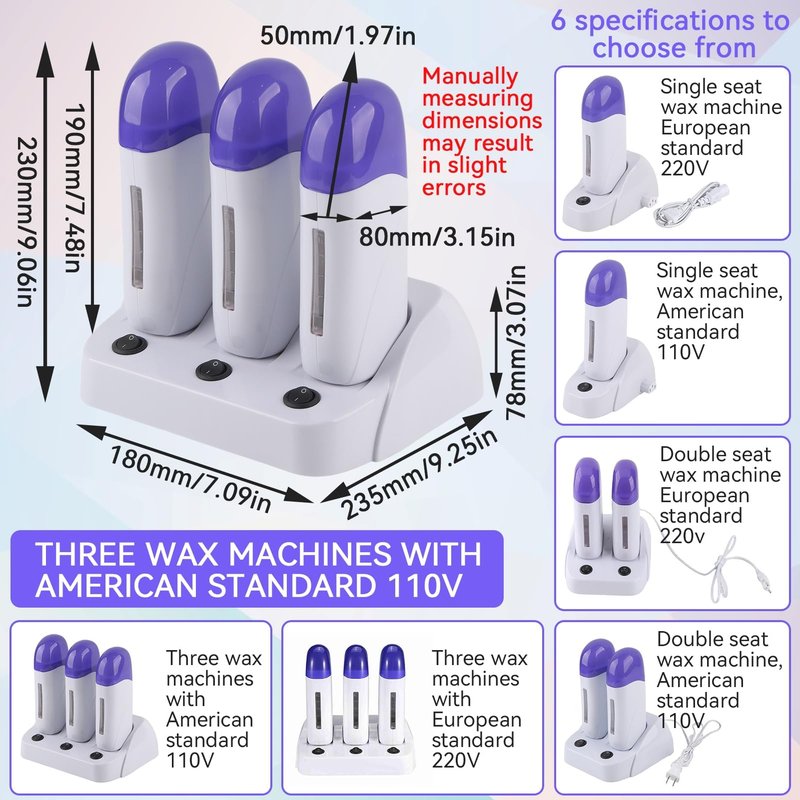Wax Warmer for Hair Removal, Professional Abs Roll on Wax Heater Waxing Body Hair Removal Hot Wax Machine for Hand, Foot, Elbow, Arm, Leg, Armpit and Bikini Line Easily