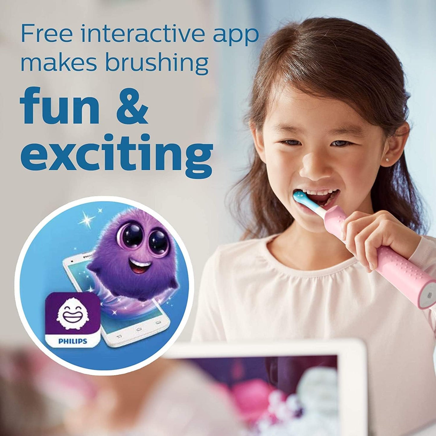 Philips Sonicare Kids Bluetooth Rechargeable Electric Toothbrush - Interactive Design for Ages 3+