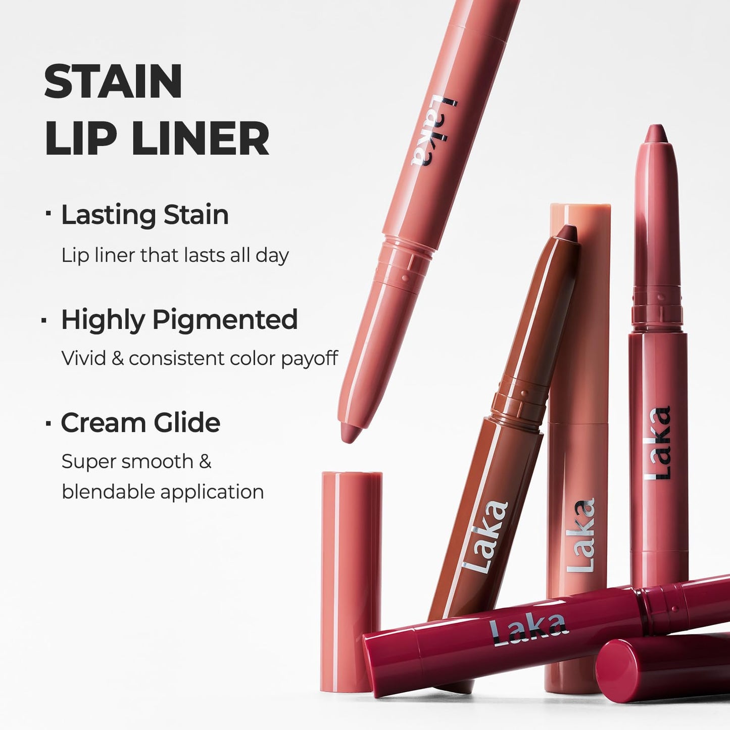 Laka Lip Liner - Smooth & Blendable Soft Matte Lip Contour Pencil for Shaping & Overlining Lips | Waterproof Formula, Oil-Cleanse Off, Long-Lasting Wear | #08 Burnt Brown, 0.02oz