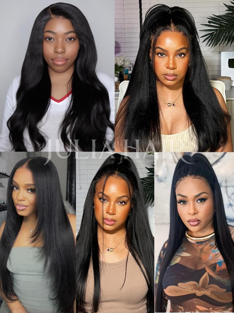 Julia Hair 12A Yaki Straight Human Hair 1 Bundles 12 Inch Unprocessed Virgin Real Human Hair Weave Extensions for Women Clip in Kinky Straight Human Hair Bundles Natural Black