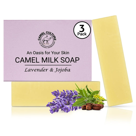 Camel milk soap(Lavendar & Jojoba) - 3 pack - Moisturizing, Calming Lavender & Jojoba Oil Body Soap - Soft, Gentle Soaps