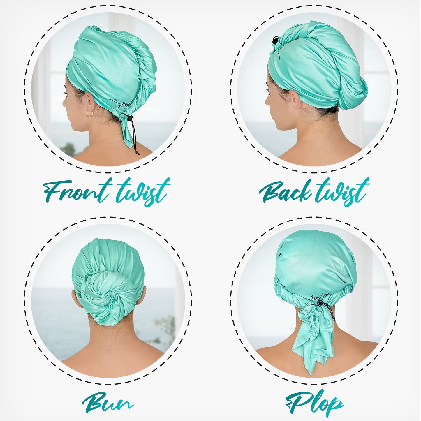 Microfiber Hair Towel Wrap for Women – Large Fast Drying Hair Towel with Patented Clip – Anti-Frizz, Super Absorbent, Silky Smooth Microfiber – Plopping Hair Wrap for Curly, Wavy & Straight Hair