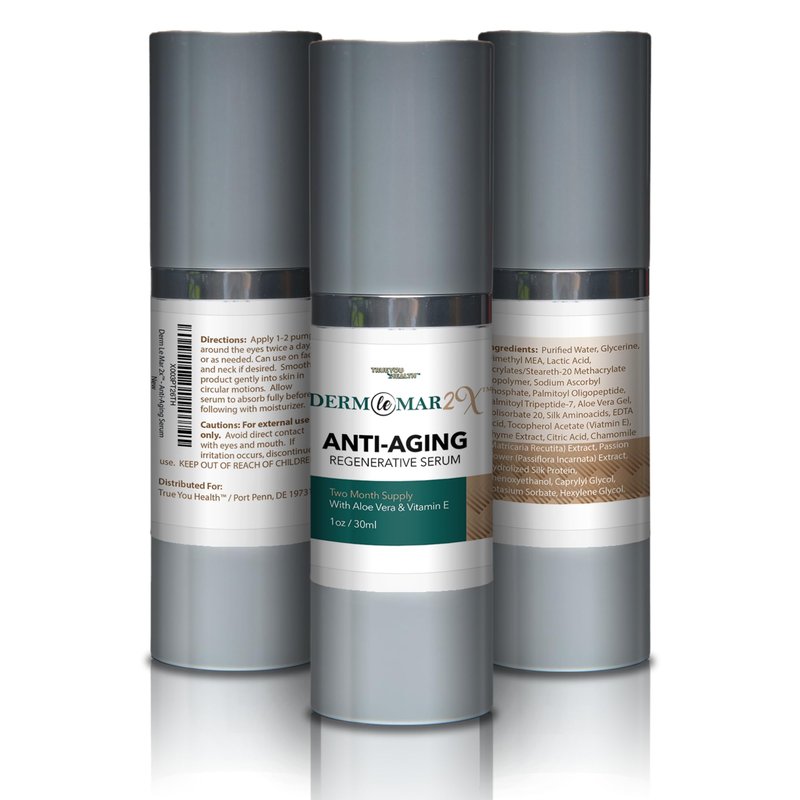 Derm Le Mar 2x Anti-Aging Regenerative Serum - 2 Month Supply - Nutrient Rich Improved Formula to Nourish Skin & Promote Cell Renewal - Help Sooth & Firm Skin - Improve Hyperpigmentation & Wrinkles