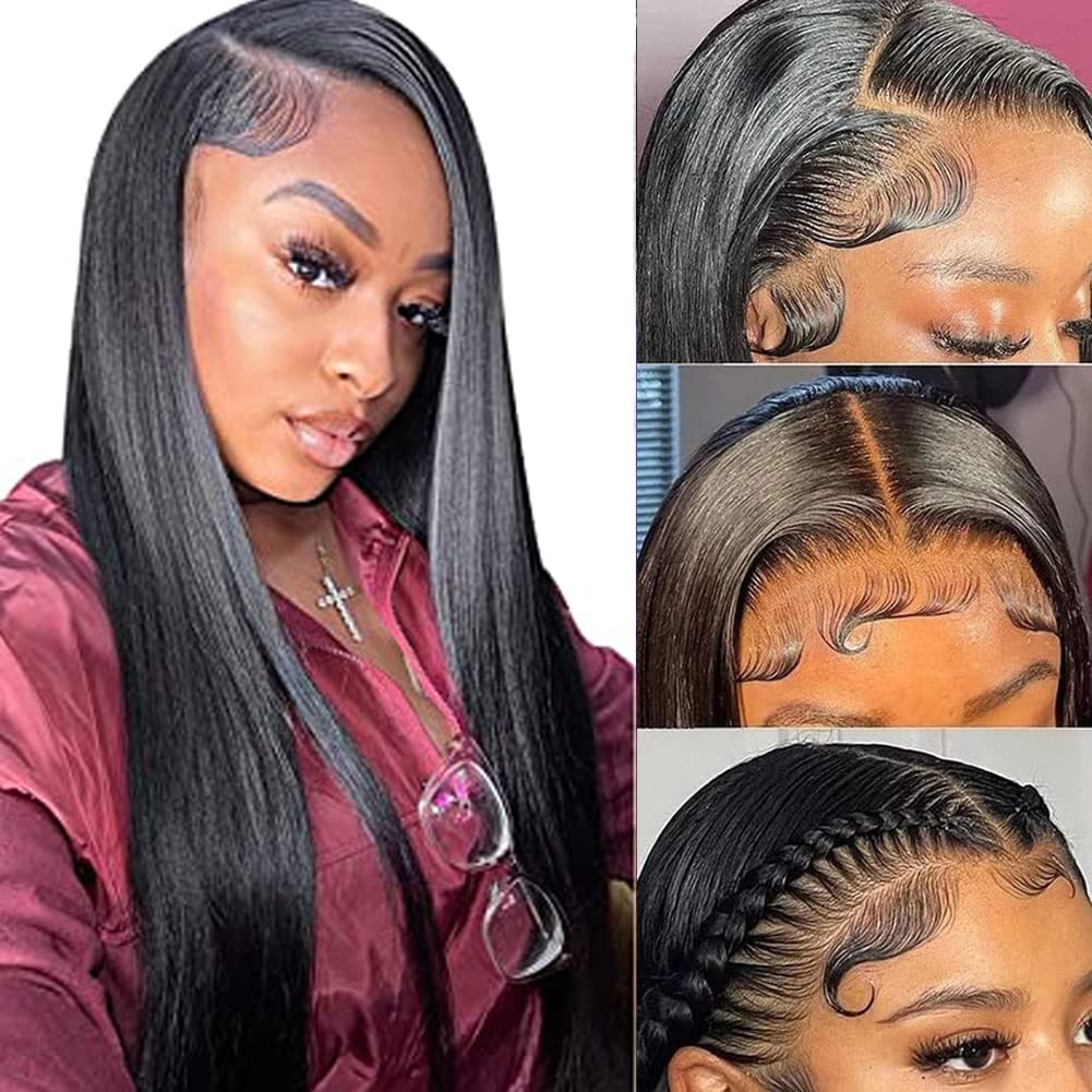 serwell Straight Lace Frontal Closure 13x4 Ear to Ear HD Lace Front Free Part Brazilian Virgin Human Hair Transparent Lace Pre Plucked with Baby Hair 150% Density (12 Inch)