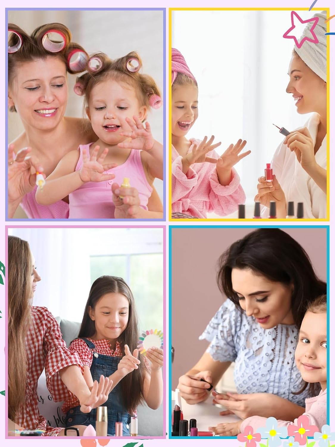 Press On Nails for Kids - Cute Heart & Mermaid Designs | Short Almond Style, 130PCS Set for Ages 8-12 with Adhesive Tabs & Quick-Dry Glue