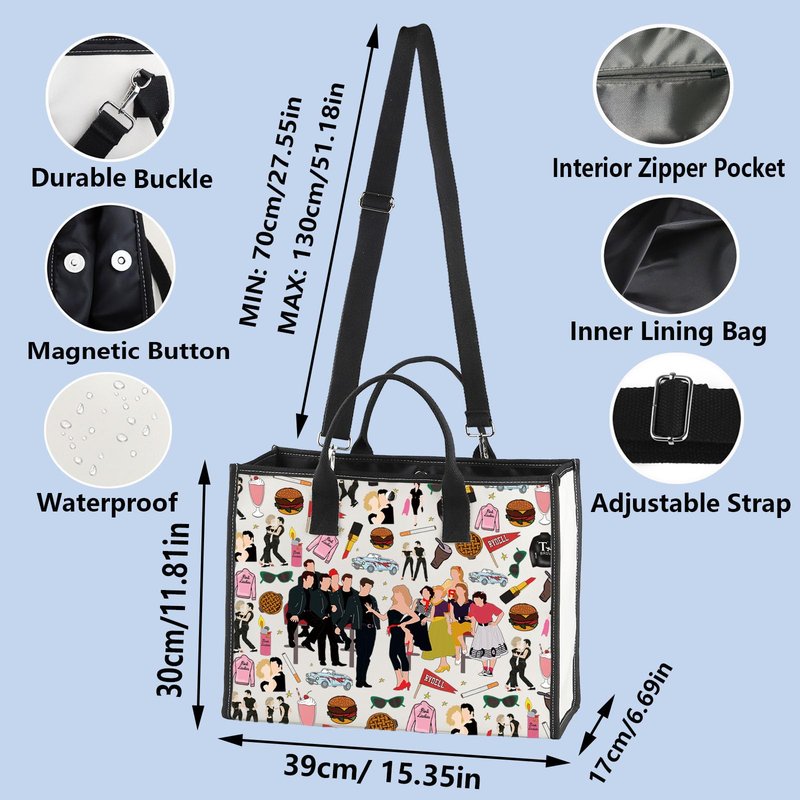 WZMPA Danny & Sandy Travel Makeup Bag Danny & Sandy Inspired Gift Theater Musical Zipper Pouch Bag (RYDELL BG)