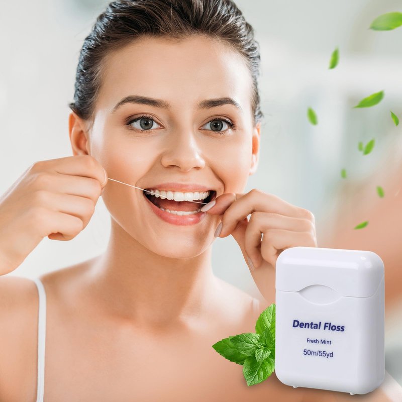 Mimorou 60 Pack Dental Floss Bulk Mint Flavored 50m Each Travel Dental Floss Oral Care for Teeth Protection(White)