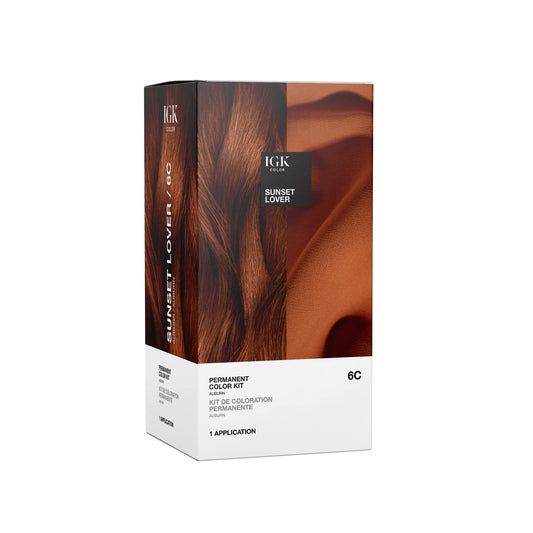 IGK Permanent Hair Dye Color Kit | SUNSET LOVER - Auburn 6C | Easy Application + Strengthen + Shine | Vegan + Cruelty Free + Ammonia Free | 4.75 Oz