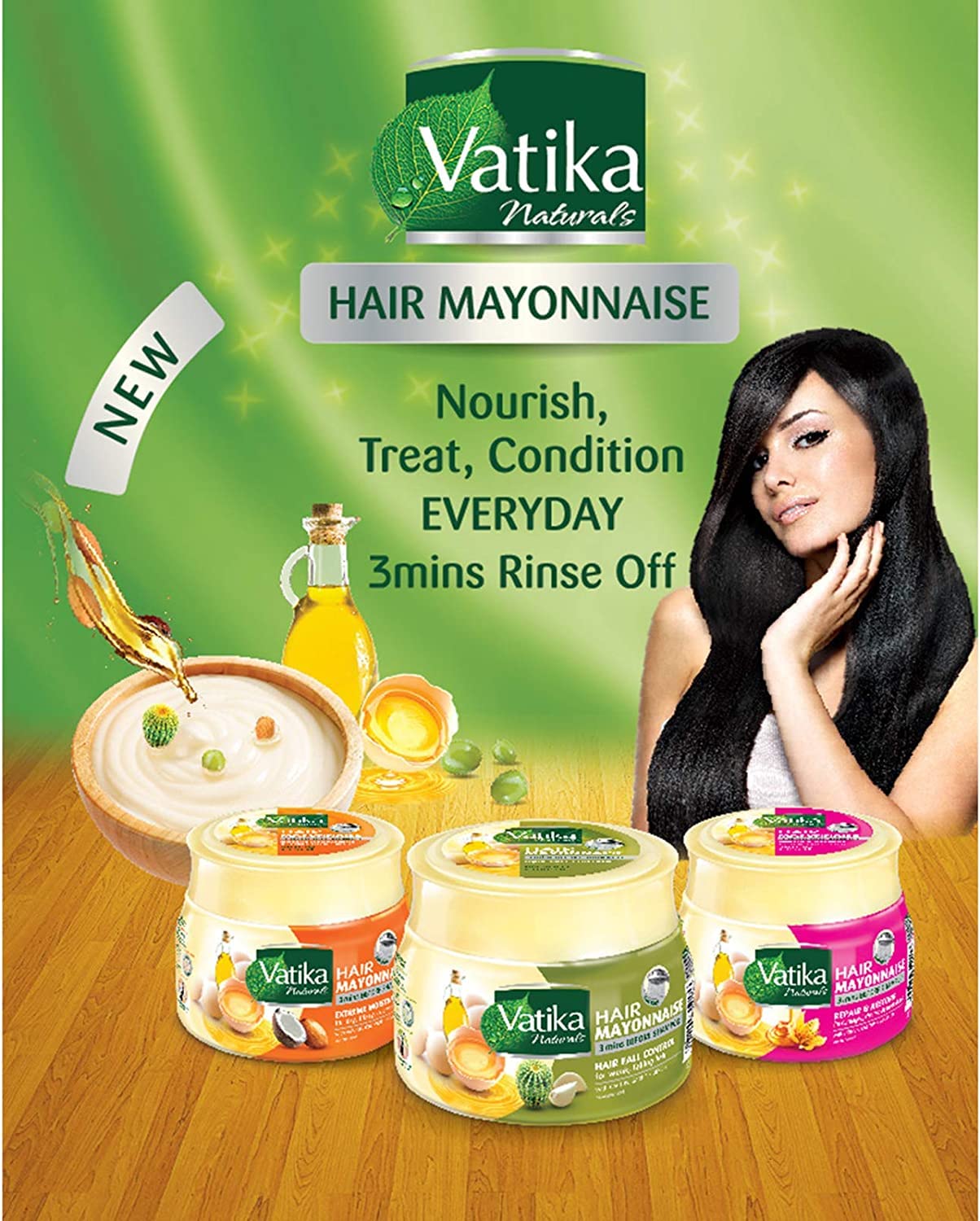 Vatika Naturals 500 ml Hair Mayonnaise Treatment, 3 Mins Before Shampoo, Provides Nourishment, Essential Oils, Conditioning Egg Proteins, Moisturizing, Smoothing, Hair Loss Control