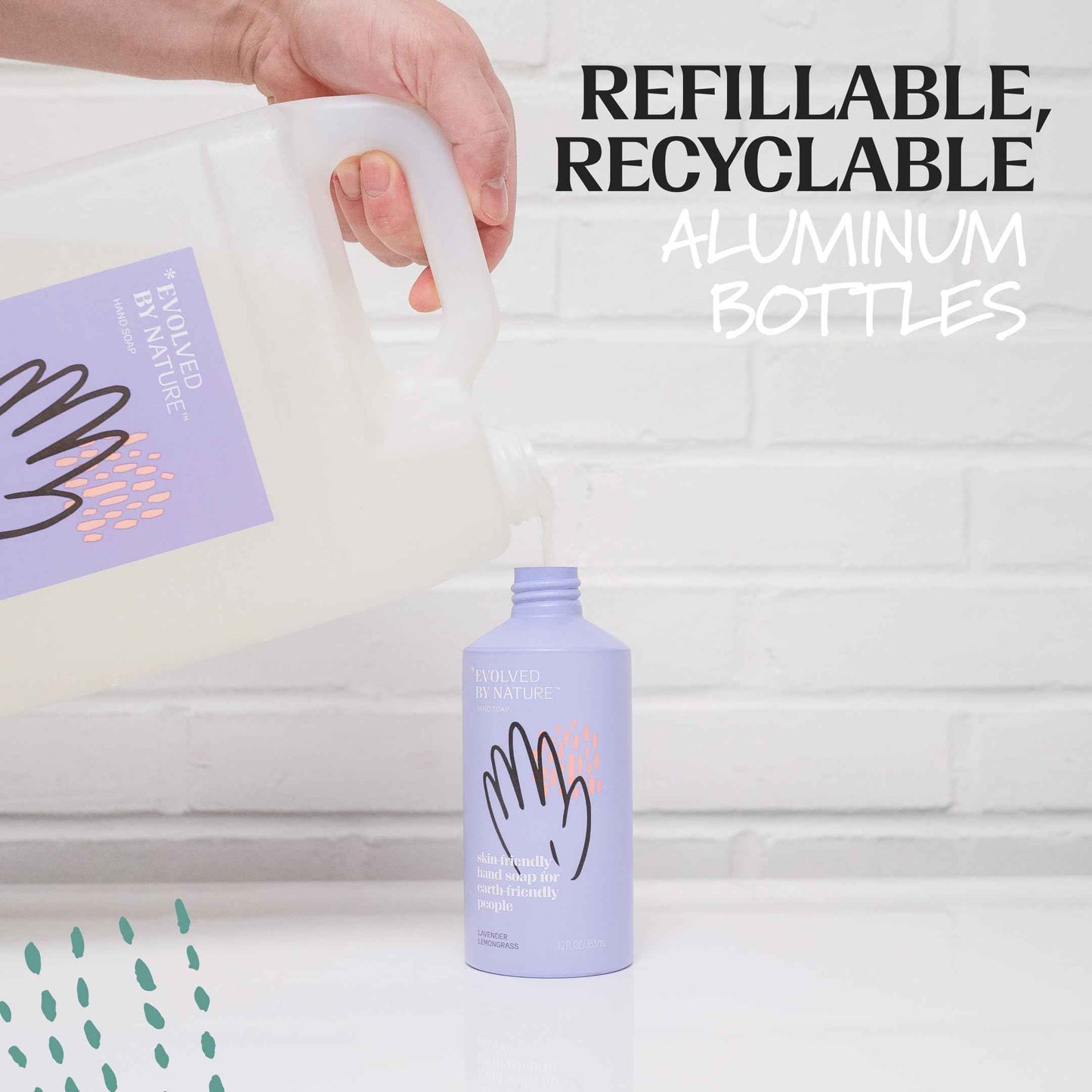 EVOLVED BY NATURE Liquid Hand Soap, 12 Oz (Pack of 3), Lavender Lemongrass, Biodegradable Formula