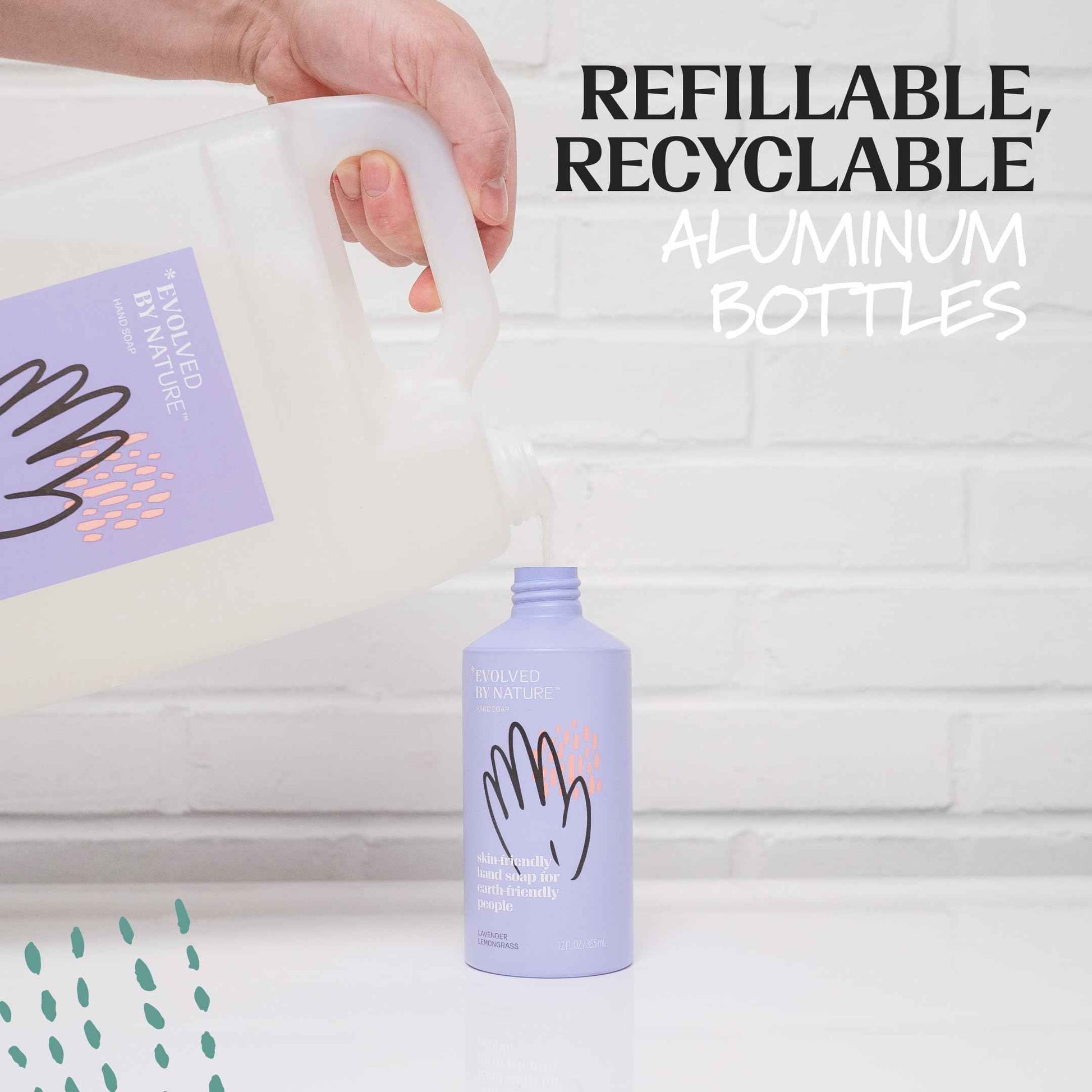 EVOLVED BY NATURE Liquid Hand Soap, 12 Oz (Pack of 3), Lavender Lemongrass, Biodegradable Formula