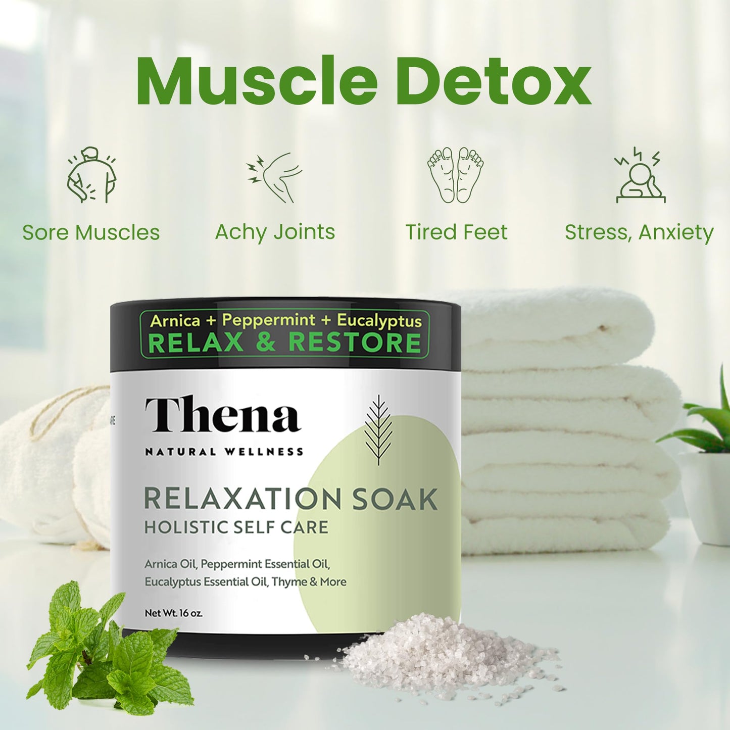 Organic Relaxation Bath Therapy Relaxing Eucalyptus Peppermint Arnica Oil, for Stress Relief Muscle Recovery Detox, Best Self Care Relaxing Gifts for Women & Men