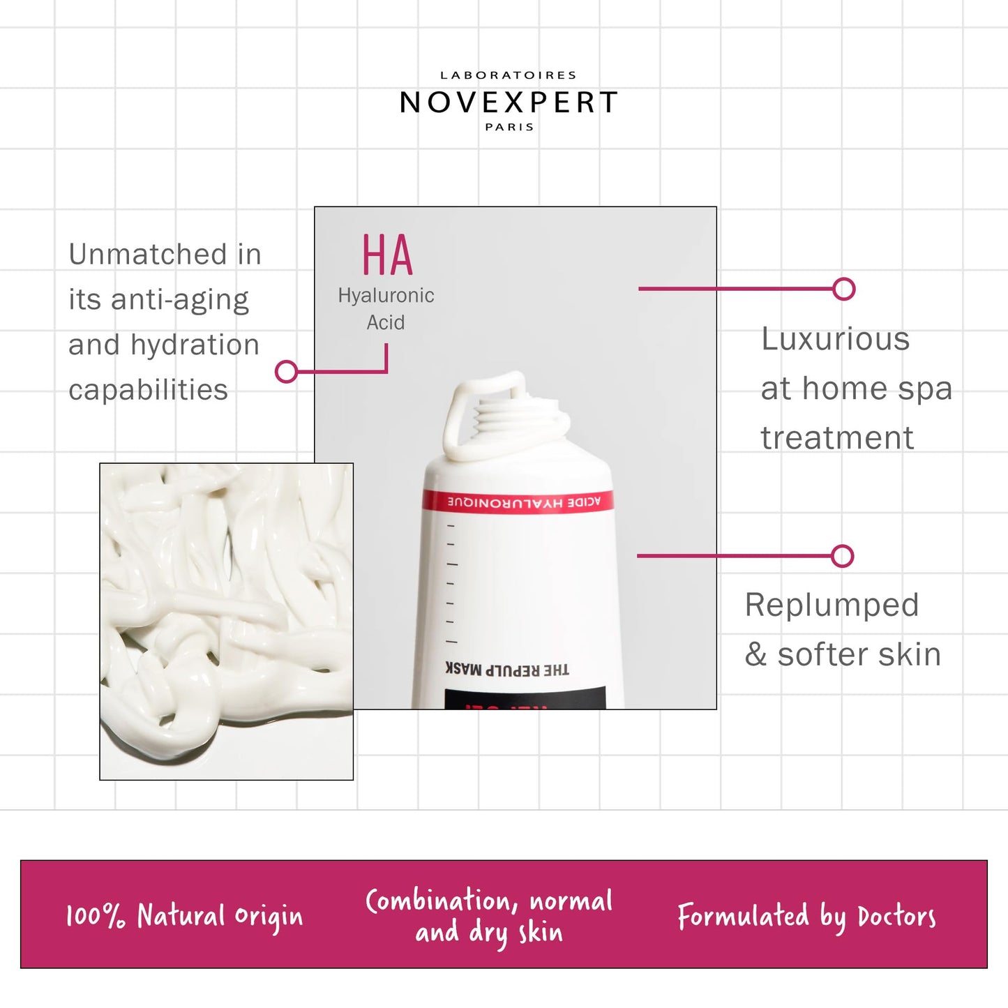 Novexpert The Repulp Mask - Moisturizes And Restores Skin Comfort - Skin Feels Soft And Plump - Ideal For Active Lifestyle - Hypoallergenic - Vegan - Combination, Normal And Dry Skin - 1.69 Oz