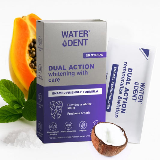 Gentle Whitening & Remineralization Teeth Strips | Helps Your Teeth gets Stronger | 14-Treatment Kit for Sensitive Teeth | Peroxide-Free Formula with Hydroxyapatite, Papain & Coconut Oil (28 Strips)