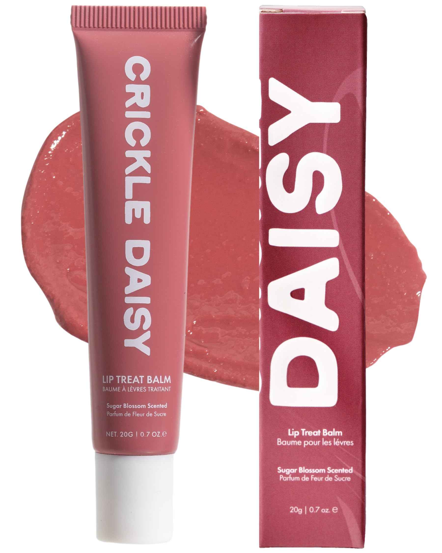 Crickle Daisy Lip Treat Balm - Hydrating & Nourishing Lip Balm with Avocado, Olive, and Coconut Oils - Softening Lip Moisturizer & Protection for Very Dry Lips - Sugar Blossom Scented, 0.7oz