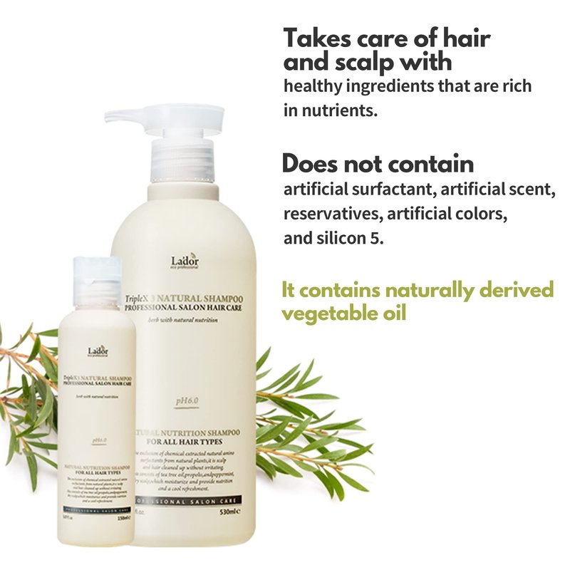 LA'DOR LADOR TripleX 3 Deep Cleansing Shampoo for Dry Itchy Sensitive Scalp Dandruff Naturally-derived Ingredients Tea Tree Lemon Lavender Sulfate-free Korean Hair Care