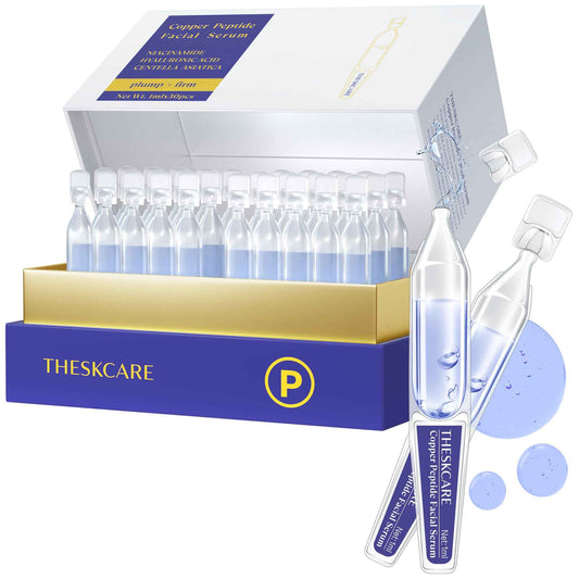 THESKCARE Copper Peptide Serum Ampoule for Face with Niacinamide & Hyaluronic Acid to Hydrate Skin, Reduce Wrinkles and Plump Skin,30 Ampoules