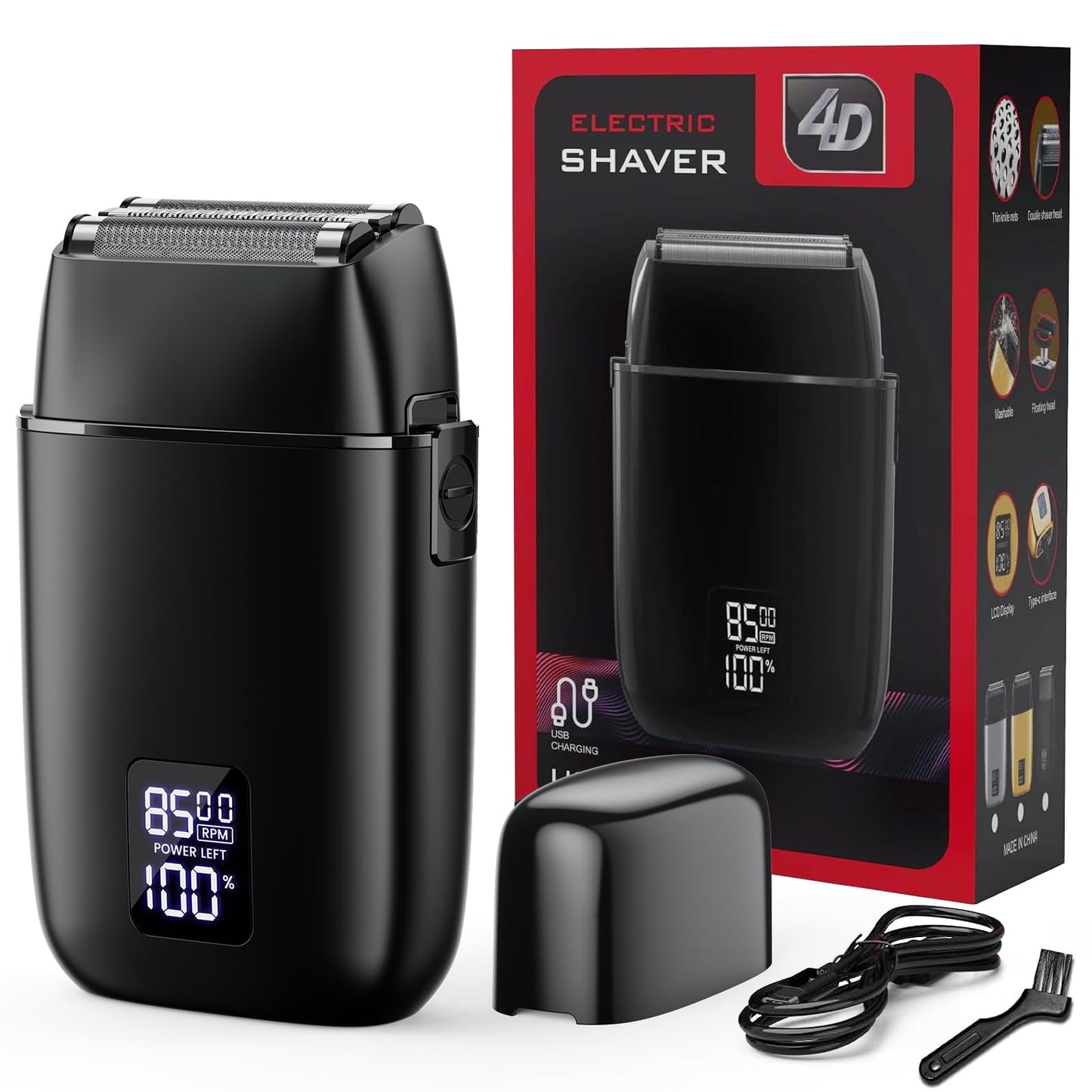 Foil Shavers for Men, Electric Razors for Close Shaving Face with High Speed 3 Floating Blade Heads, USB C Fast Rechargeable Foil Shaver IPX7 Waterproof Wet Dry Travel Locked/Led Display