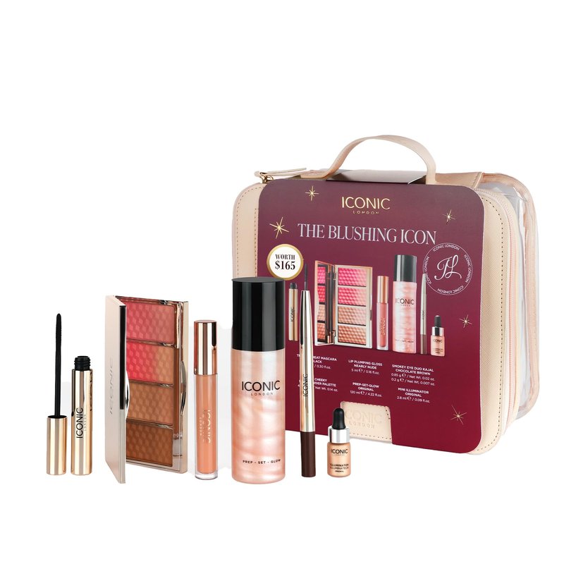ICONIC LONDON The Blushing Icons Gift Set | 6 Piece Set, Includes Prep Set Glow and Other Makeup Bestsellers, Great for Gifting