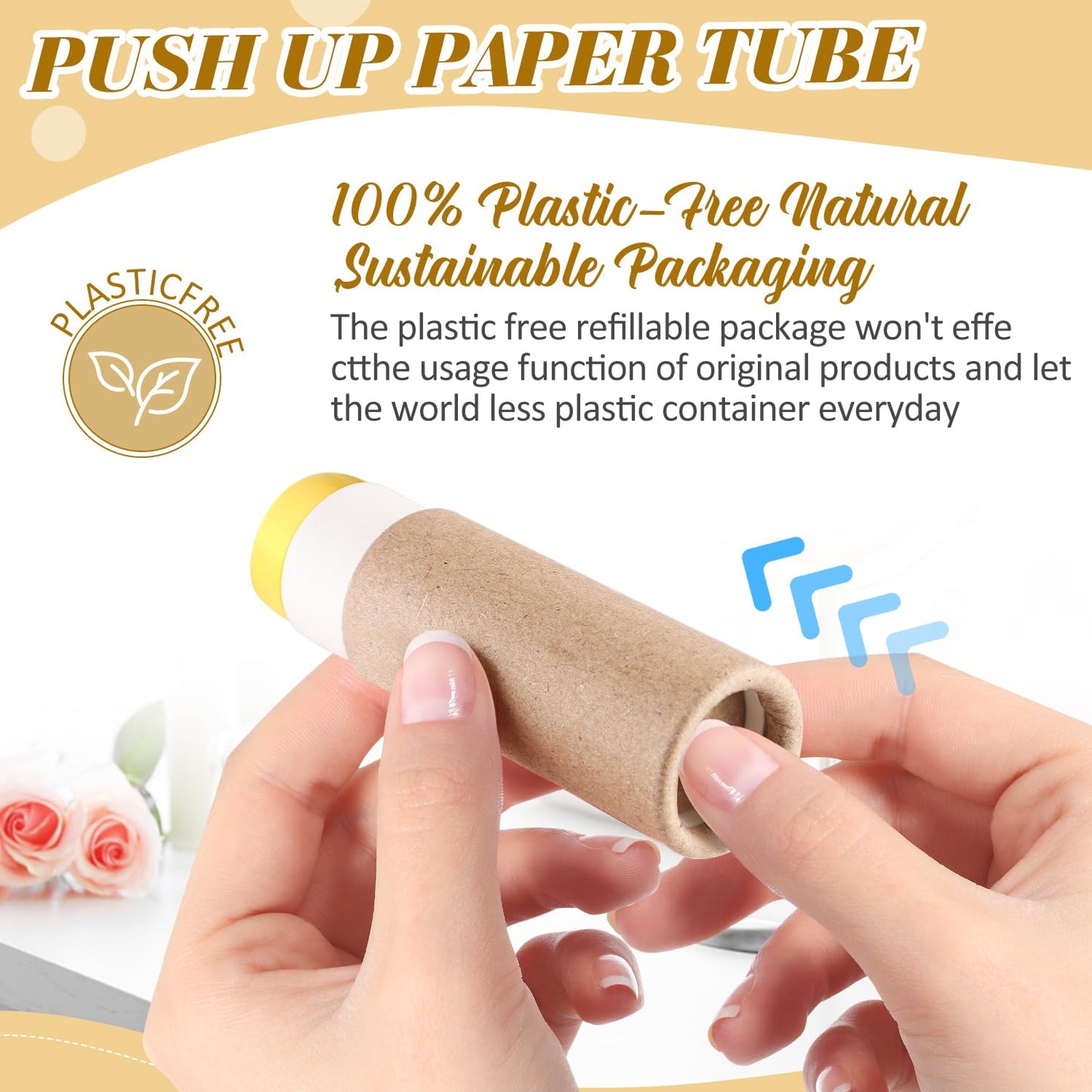 DMuuuDM 15 Pcs 0.3 oz Paperboard Lip Balm Tubes,Empty Kraft Paper Chapstick Tube Holder,Push-Up Style Biodegradable Solid Lip Gloss Container for DIY Homemade Balm,Natural Packaging Container - Brown
