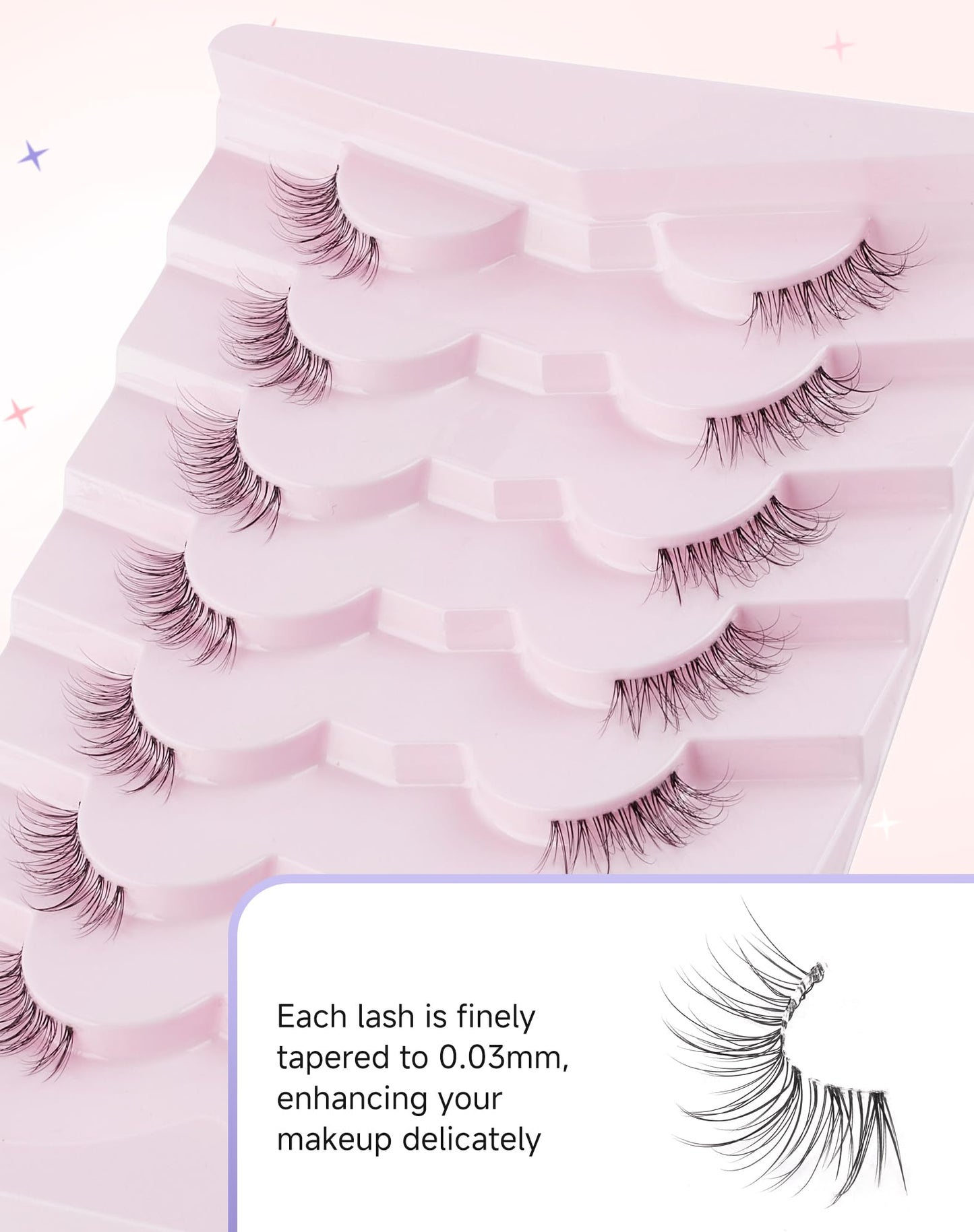 Easeful Half Lashes Natural Corner Eyelashes Wispy Natural Look Clear Band 3/4 Lashes Half-01