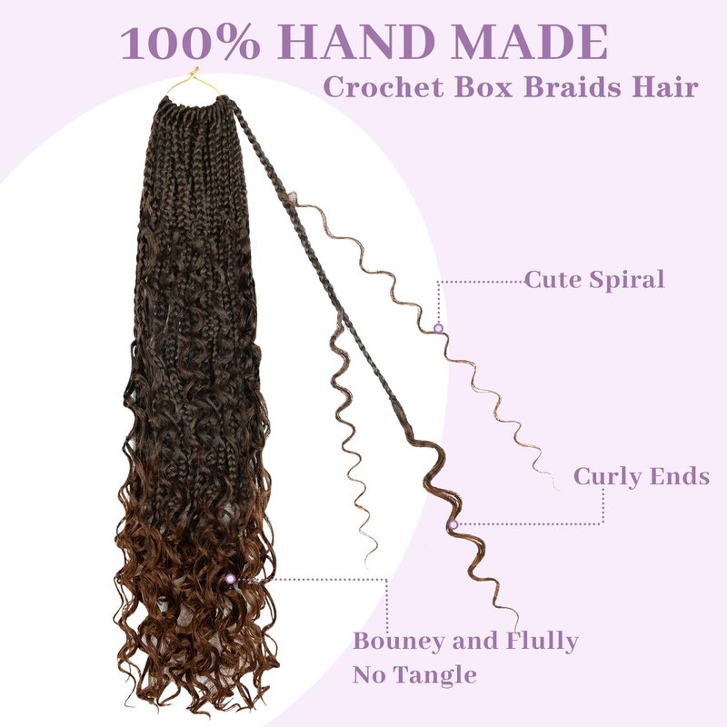 Boho Box Braids Crochet Hair 24 Inch, Goddess Crochet Box Braids with Curly Ends, Pre Looped Synthetic Crochet Hair for Black Women – NAYOO