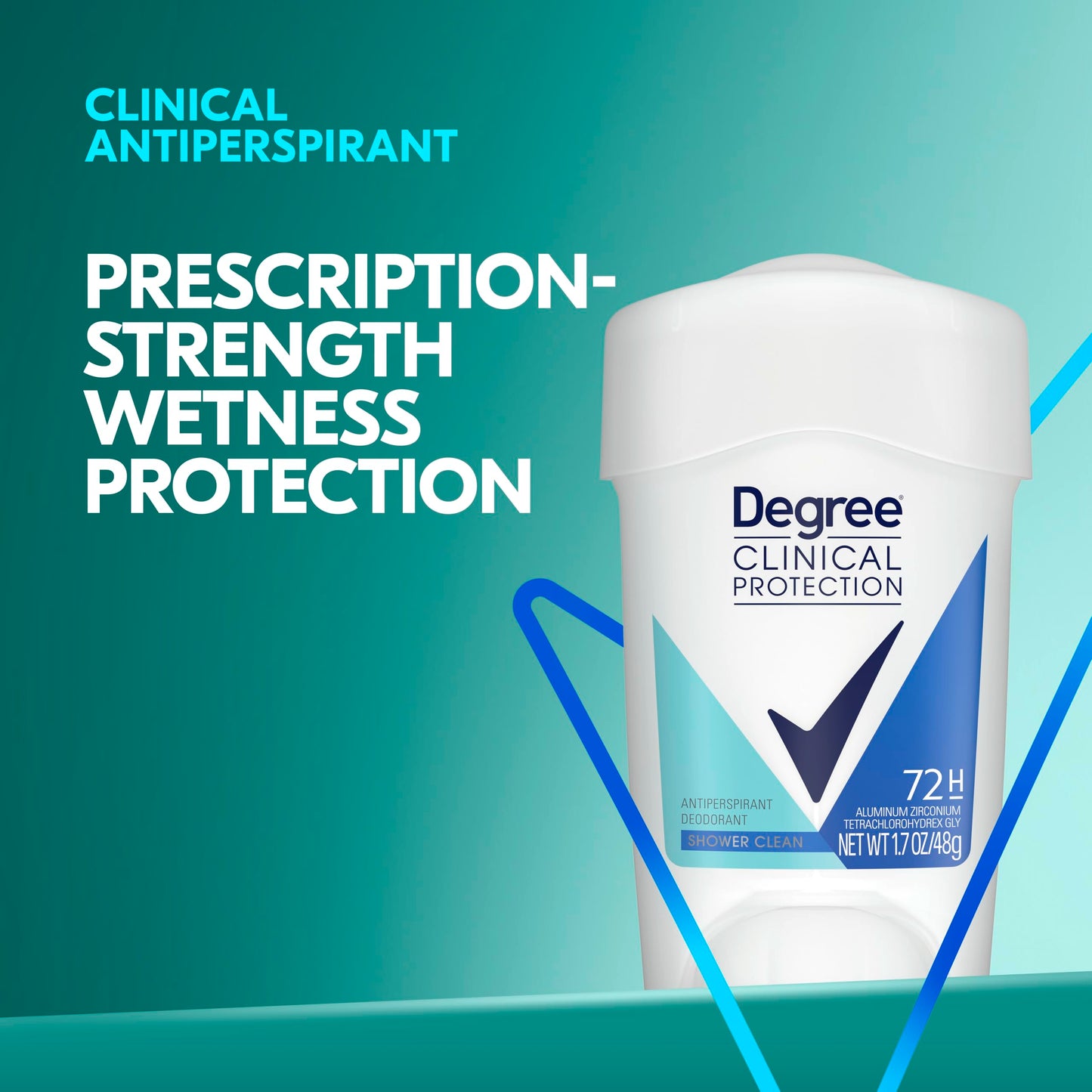 Degree Clinical Protection Antiperspirant Deodorant for Women 3 Pack 72-Hour Sweat & Odor Protection Shower Clean 1.7 oz