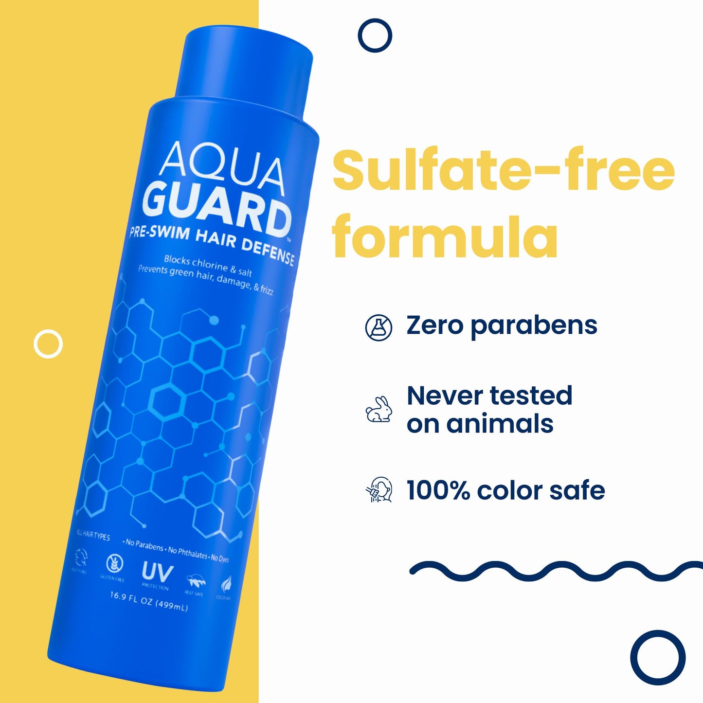 AQUA GUARD Pre-Swim Hair Defense | Family Size, Family Results | Prevents Chlorine Damage + Softens Hair While Swimming | Made in California | 16.9 oz