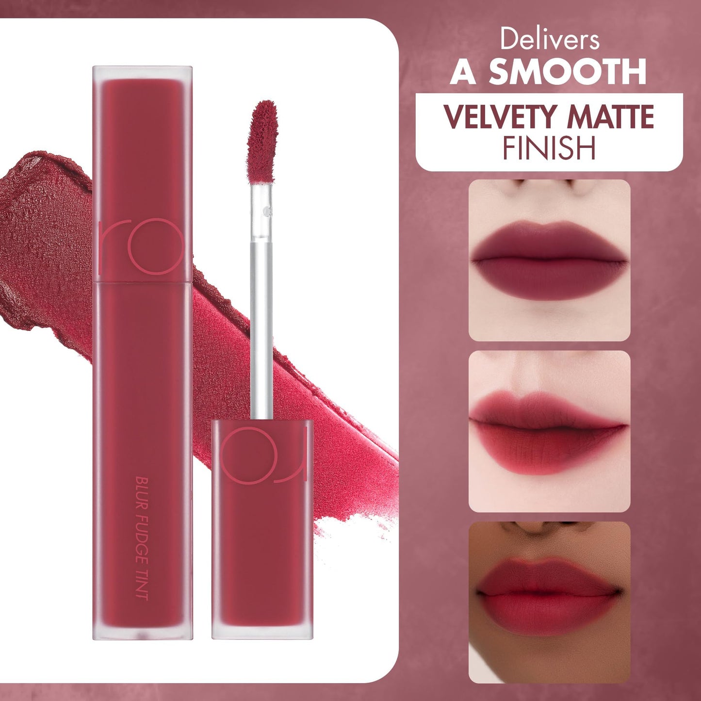 rom&nd BLUR FUDGE TINT 08 Currant Jam | Velvety Matte Lip Stain | Smooth, Non-Drying Berry Red K-Beauty Lip Makeup